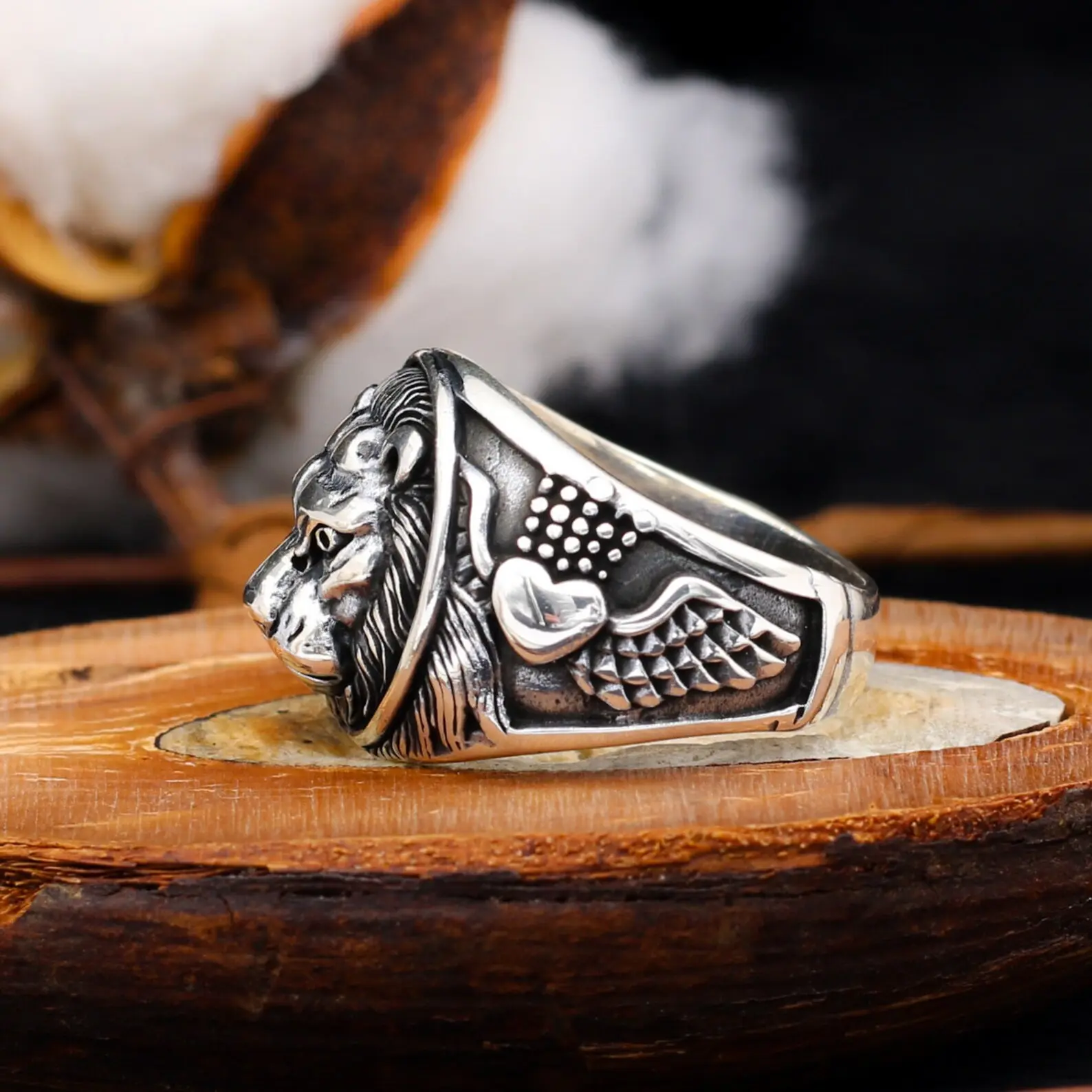 Men's and Women's Rings, S925 Silver Lion King Head Ring