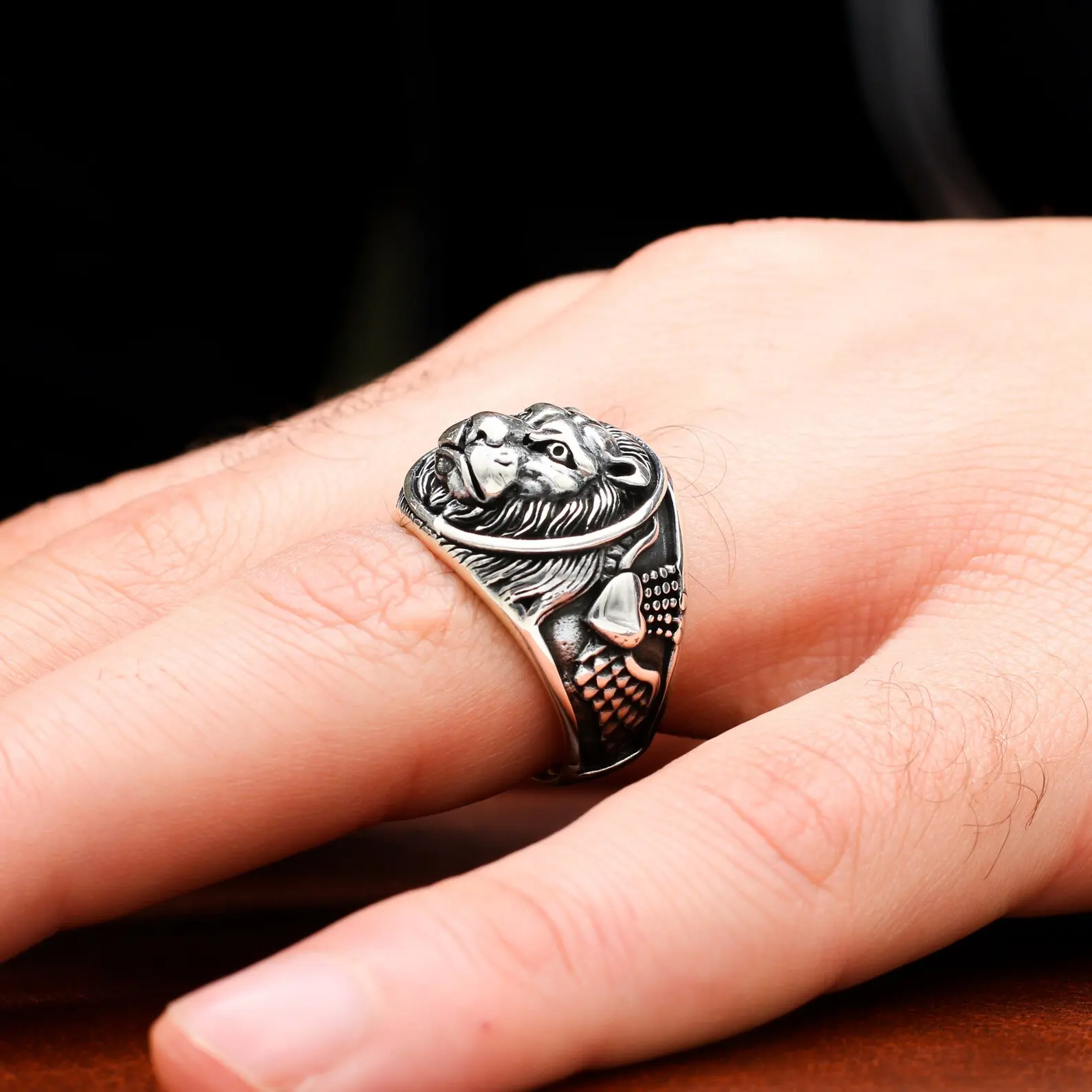 Men's and Women's Rings, S925 Silver Lion King Head Ring