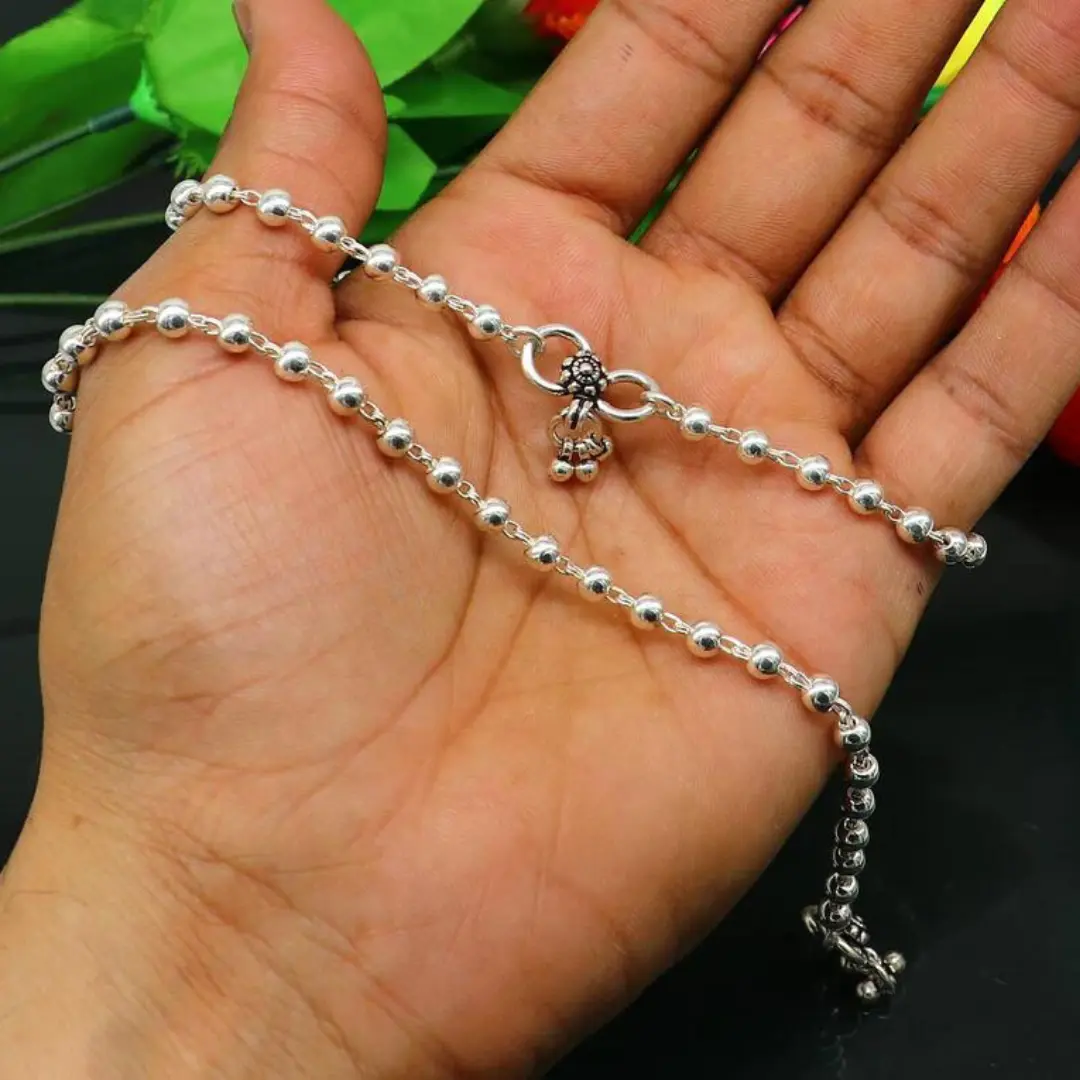 4.5mm 9"to 12" 925 sterling silver beaded/ball chain anklet bracelet amazing light weight delicate anklets belly dance silver jewelry