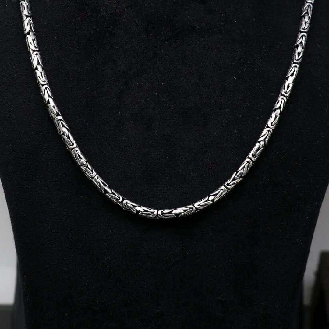 Product Name: 4mm 925 sterling silver handmade solid vintage byzantine design chain heavy necklace, amazing luxury royal gifting designer jewelry ch563