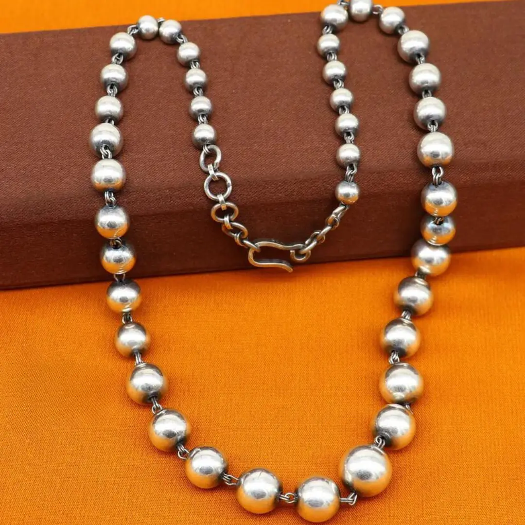 925 sterling silver customized stylish beaded necklace, excellent brides gifting wedding anniversary necklace tribal jewelry