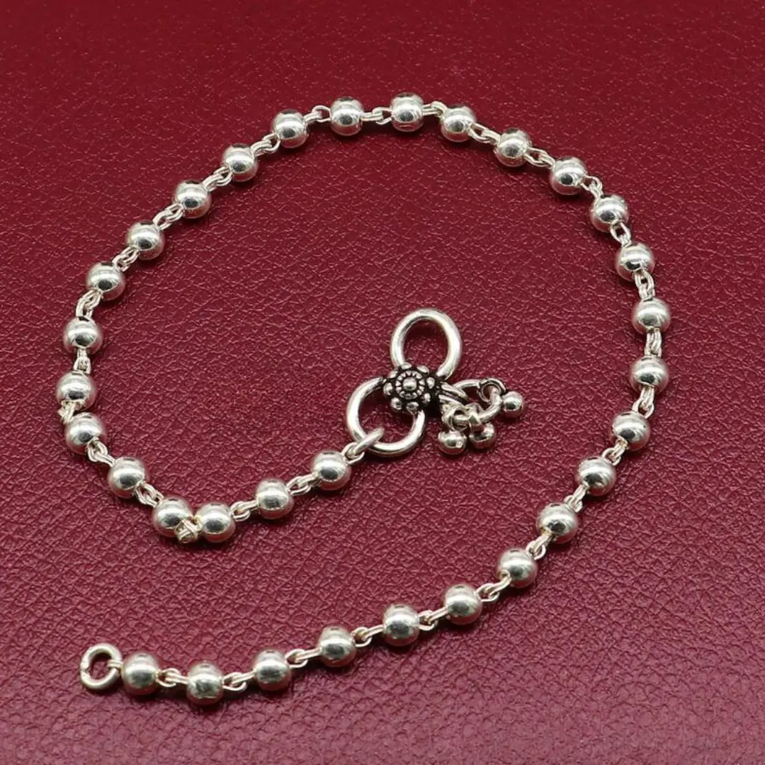 4.5mm 9"to 12" 925 sterling silver beaded/ball chain anklet bracelet amazing light weight delicate anklets belly dance silver jewelry