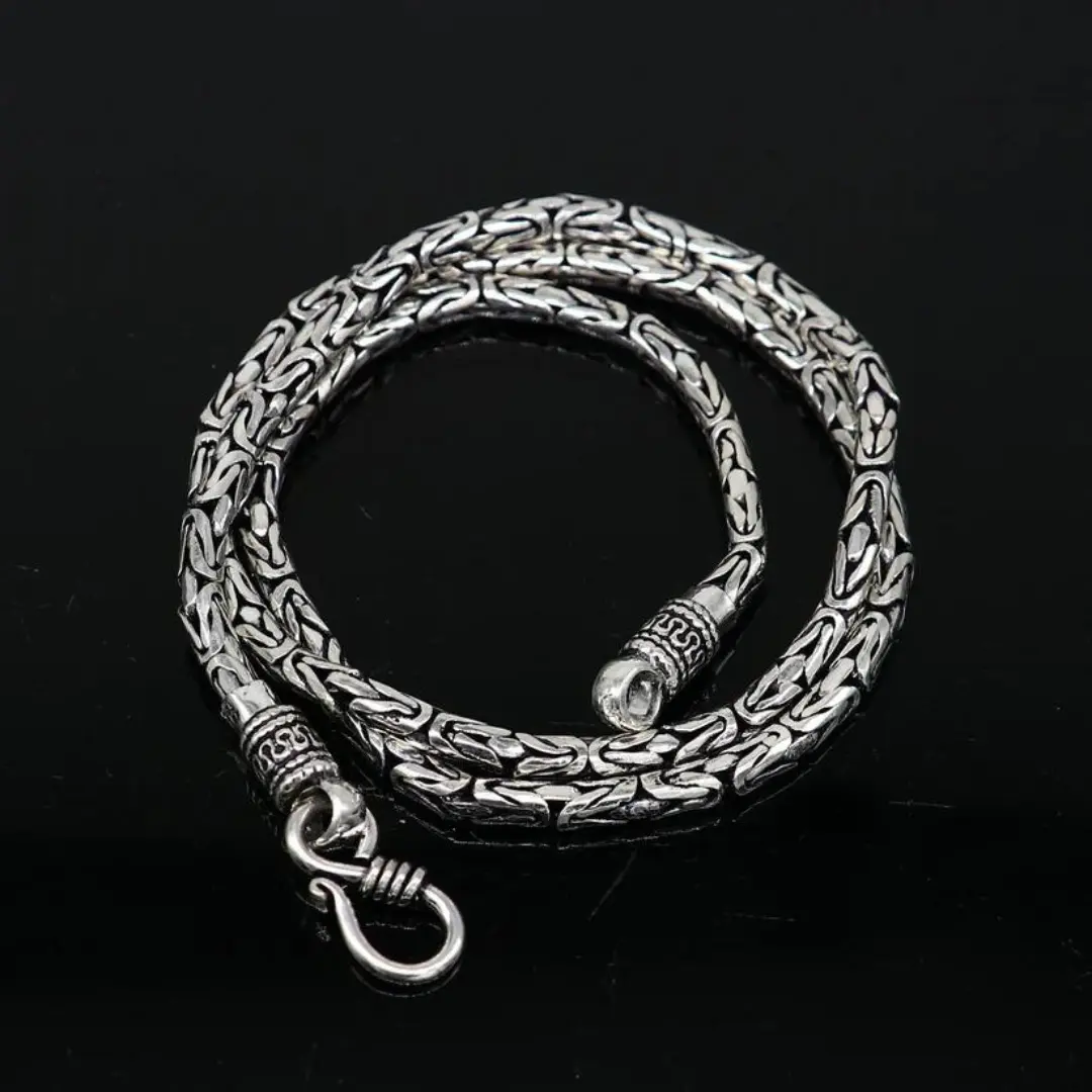 Product Name: 4mm 925 sterling silver handmade solid vintage byzantine design chain heavy necklace, amazing luxury royal gifting designer jewelry ch563