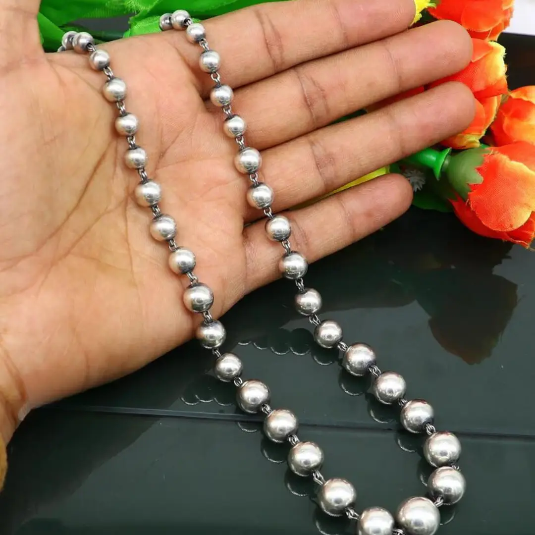 925 sterling silver customized stylish beaded necklace, excellent brides gifting wedding anniversary necklace tribal jewelry