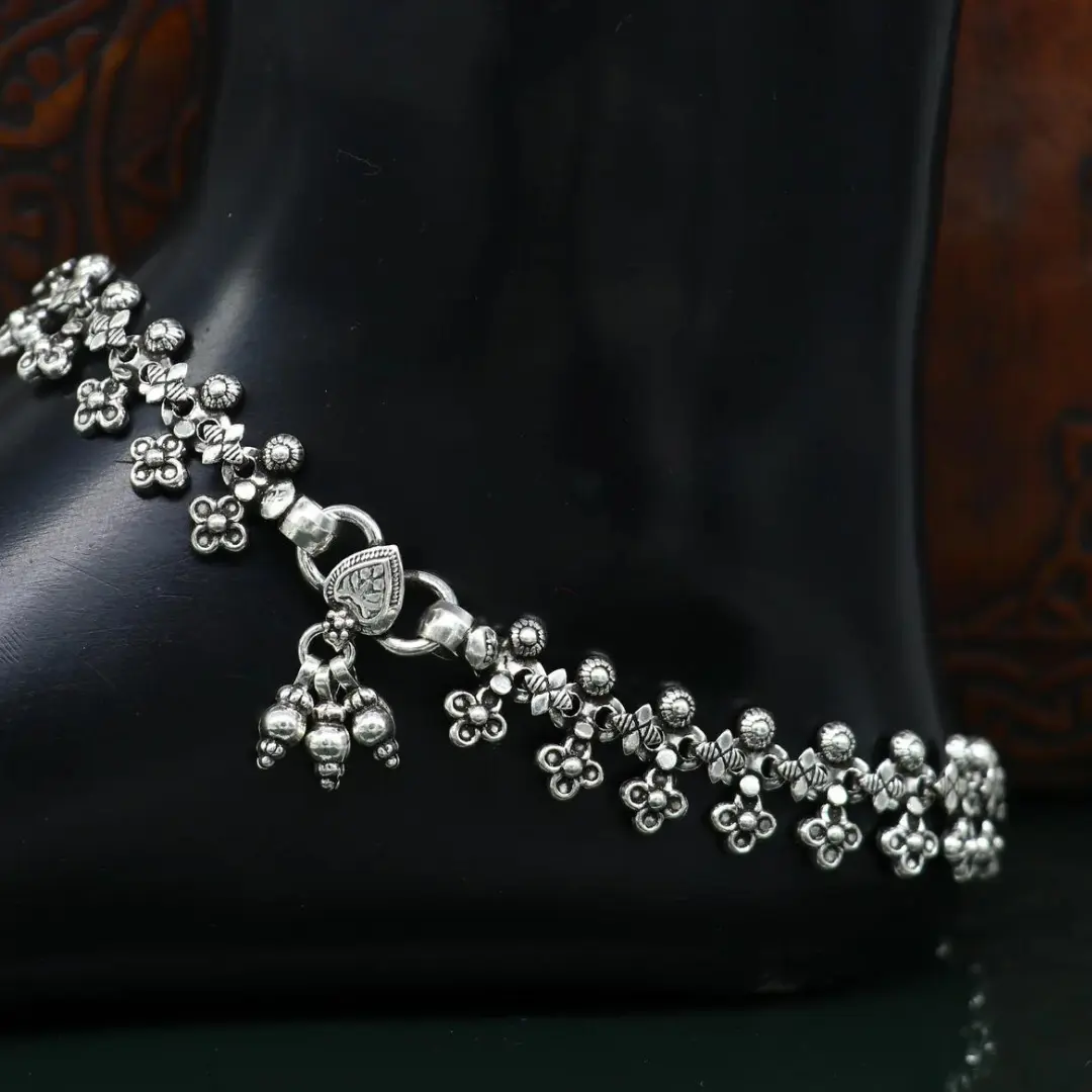 925 sterling silver custom made anklets, best anklets bracelet, foot bracelet, belly dance jewelry, elegant tribal ethnic anklets