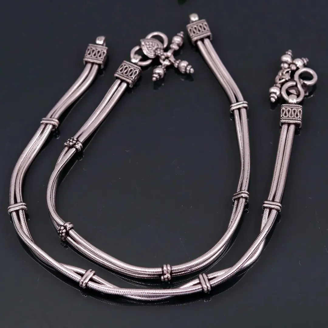 925 sterling silver two line/layer snake chain ankle bracelet, excellent belly dance customized trendy