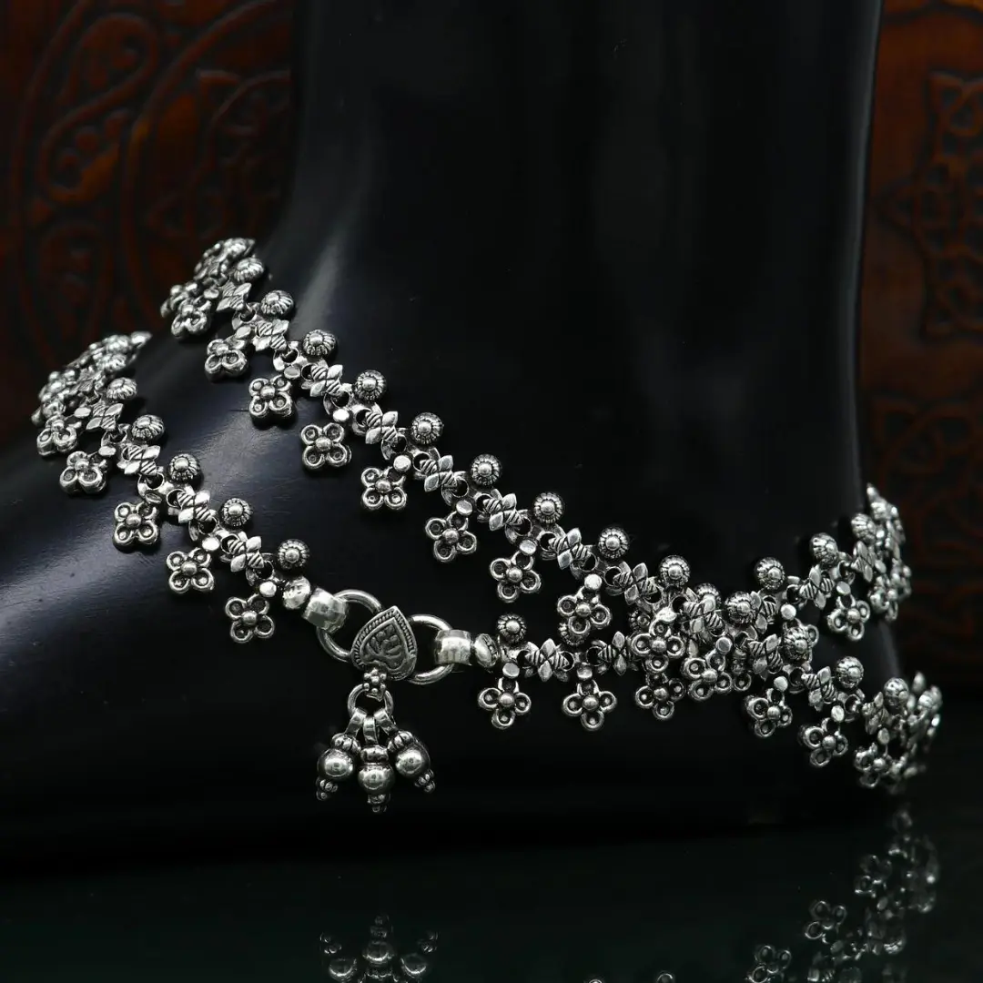 925 sterling silver custom made anklets, best anklets bracelet, foot bracelet, belly dance jewelry, elegant tribal ethnic anklets