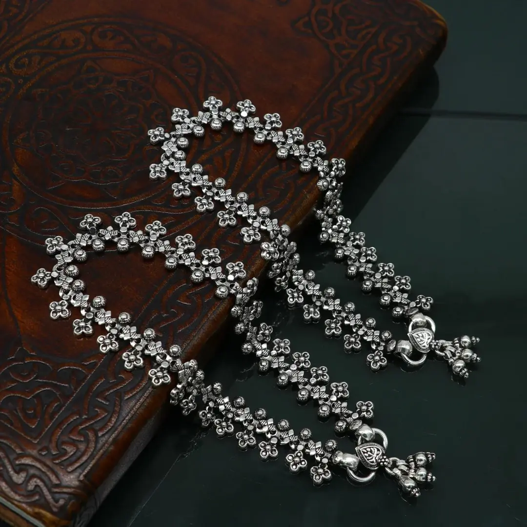 925 sterling silver custom made anklets, best anklets bracelet, foot bracelet, belly dance jewelry, elegant tribal ethnic anklets