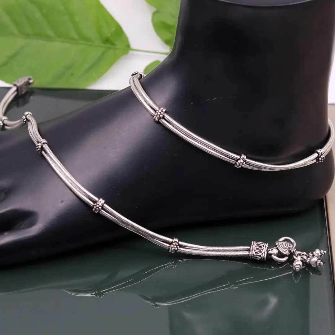 925 sterling silver two line/layer snake chain ankle bracelet, excellent belly dance customized trendy